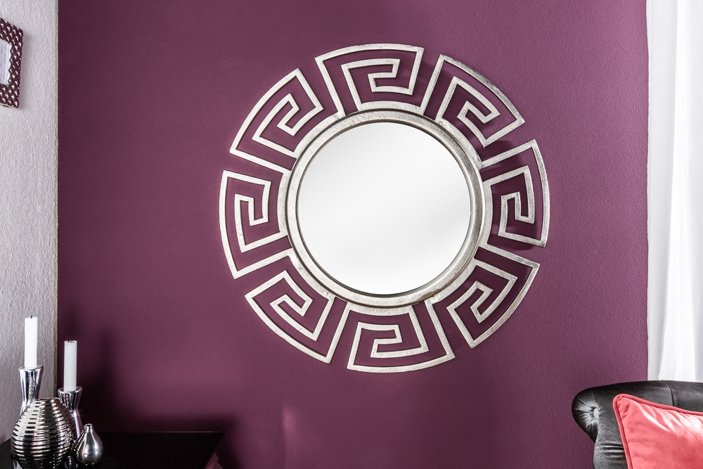 Glamouröser Design Spiegel EUPHORIA XL 85cm silber Wandspiegel Handarbeit aus Metall