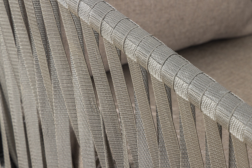 Moderner Stuhl ROPE beige anthrazit Aluminium Gartensessel inkl. Kissen In- und Outdoor