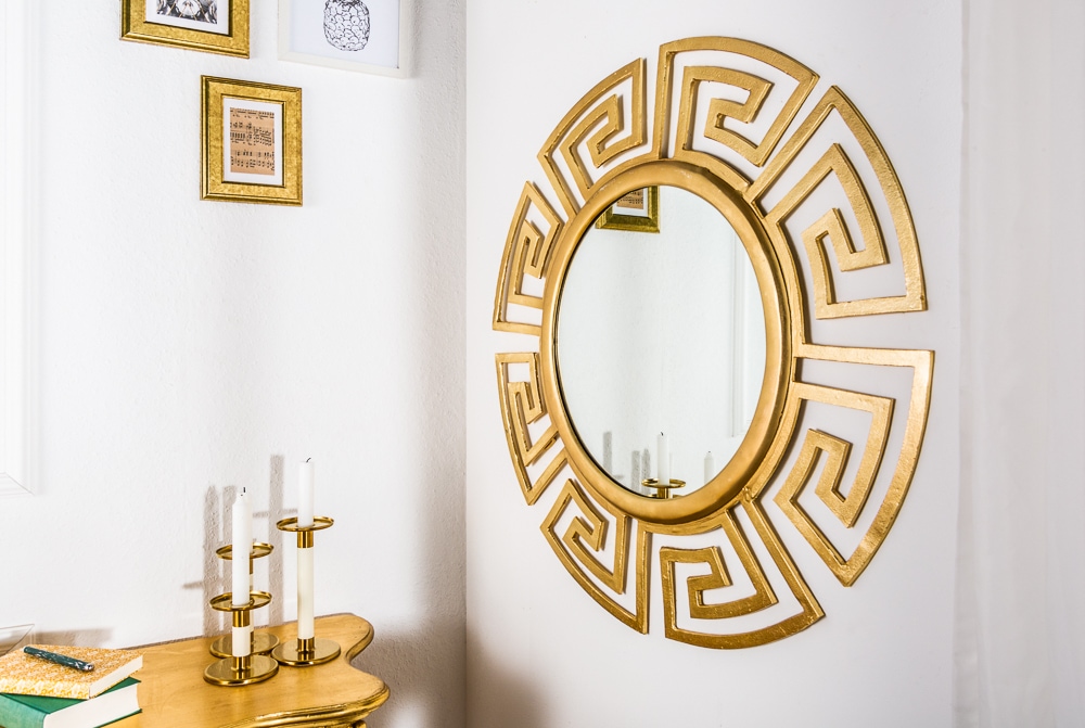 Glamouröser Design Spiegel EUPHORIA XL 85cm gold Wandspiegel Handarbeit aus Metall