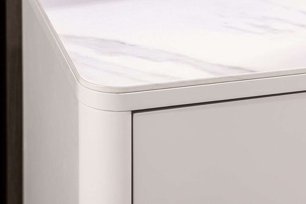 Design Sideboard SAVOY 180cm kaschmir weiß Marmor Keramik mit Stauraum und 3D-Front