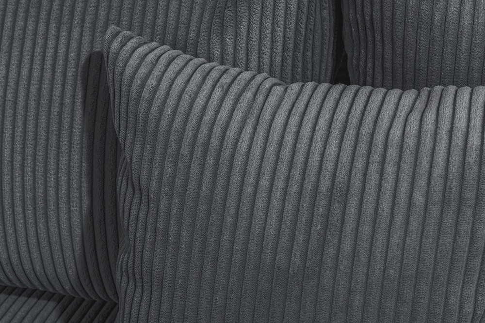 Moderne XXL Wohnlandschaft KENT 305cm anthrazit Cord Bigsofa inkl. Hocker Federkern