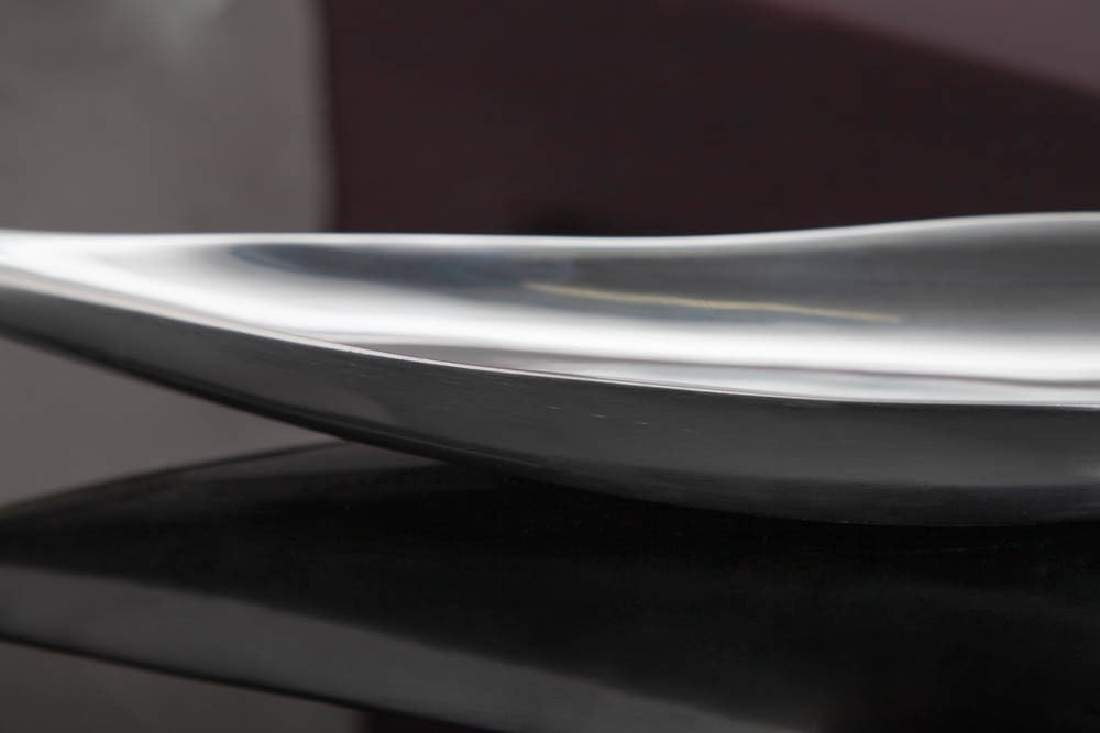 Handgearbeitete Deko Schale SILVER LEAF 60cm silber Aluminium