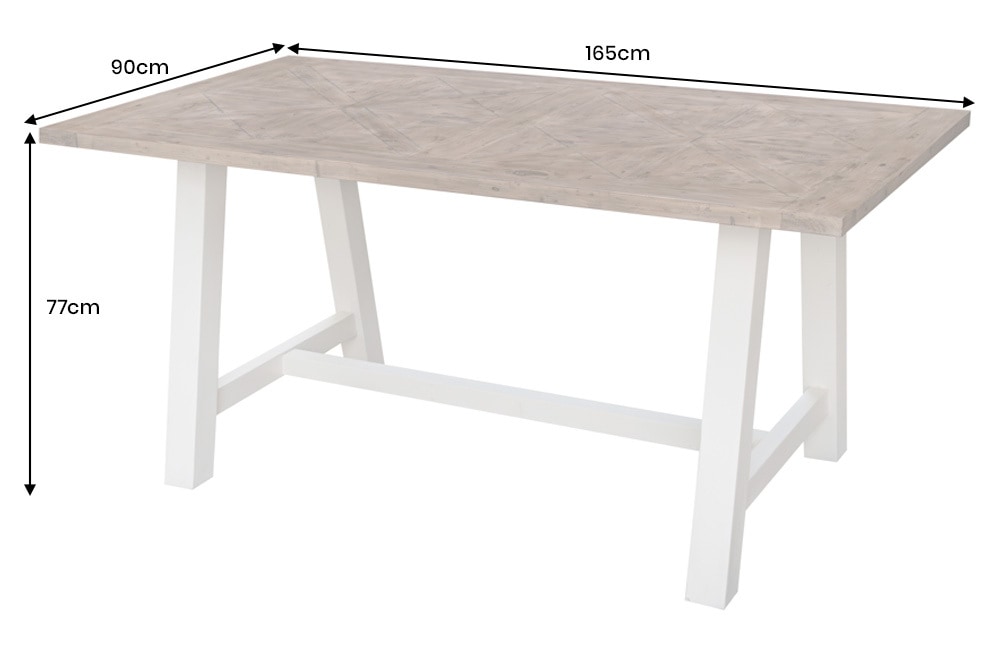 Massiver Esstisch HAMPTONS 165cm hellbraun creme Pinienholz