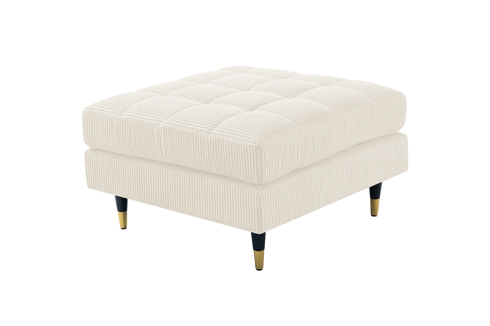 Design Hocker COZY VELVET 80cm beige gold Cord Metallfüße