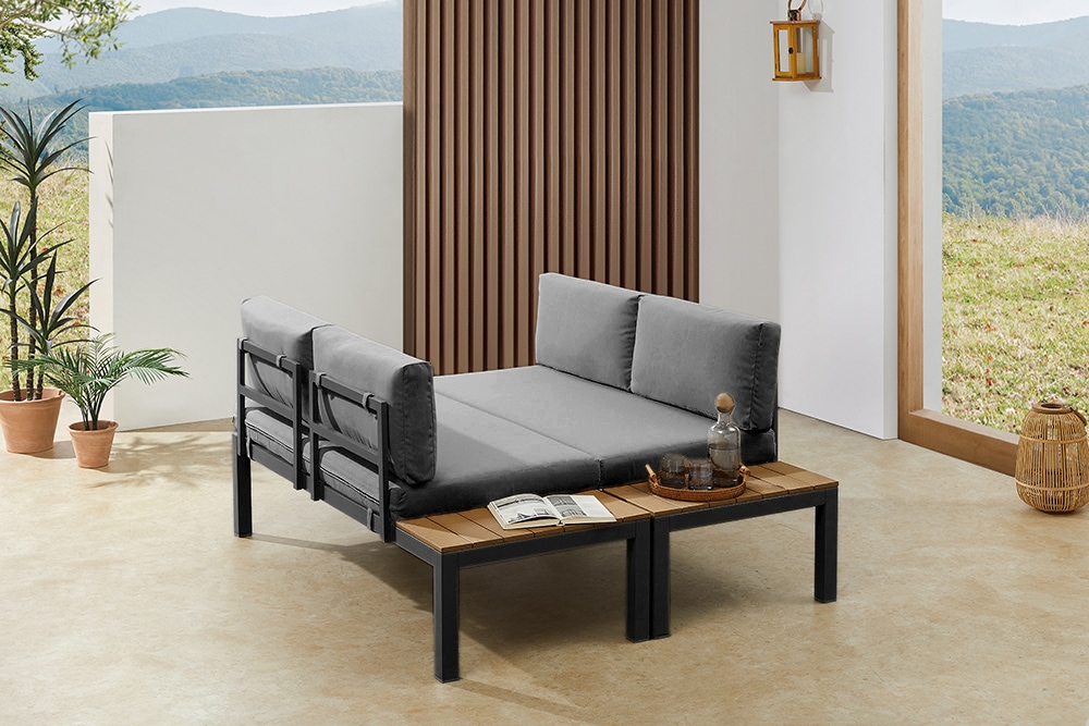 Modulare Garten Sitzgruppe ORLANDO LOUNGE 240cm anthrazit Aluminium wetterfest inkl. Kissen
