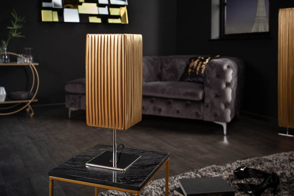 Moderne Designer Tischlampe PARIS 43cm gold Tischleuchte