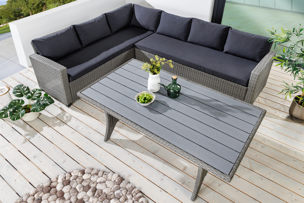 Outdoor Sitzgruppe MONACO 240cm anthrazit Polyrattan Gartenmöbel-Set Ecklounge wetterfest Outdoor Sitzgruppe MONACO 240cm anthrazit Polyrattan Gartenmöbel-Set Ecklounge wetterfest