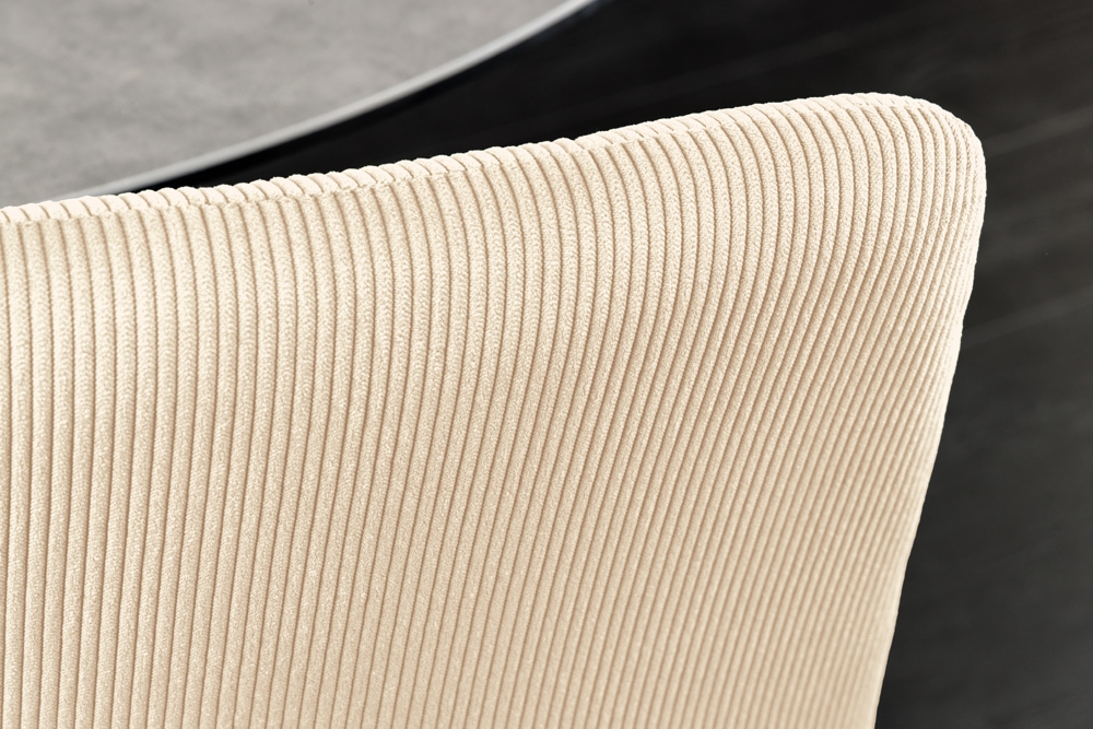 Moderner Design Stuhl TRES CHIC beige Cord schwarze Metallbeine Esszimmer