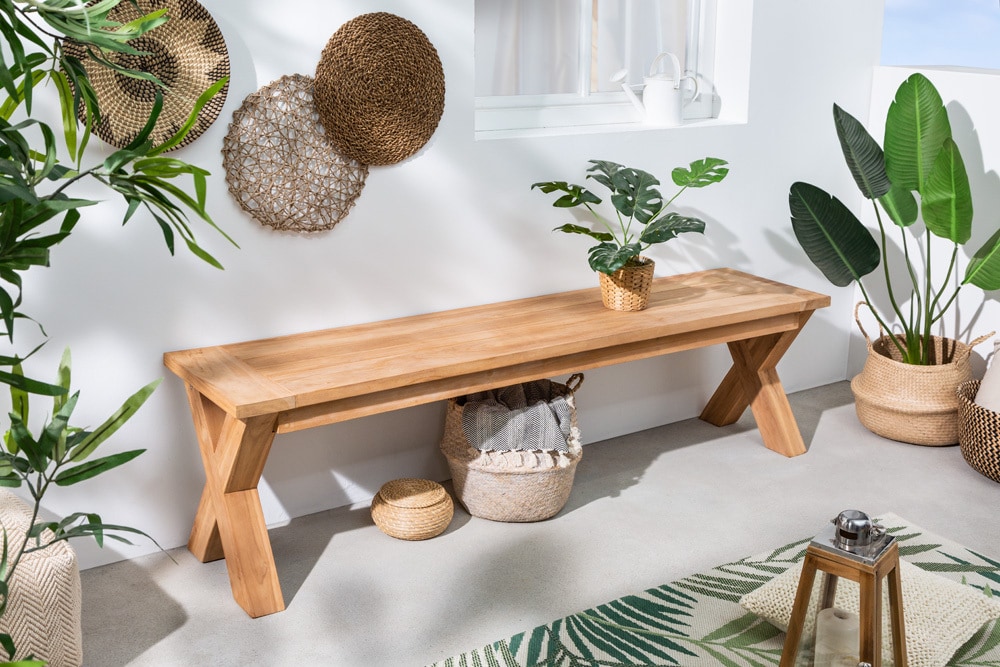 Massive Gartenbank EMPIRE TEAK 180cm Sitzbank Teakholz wetterfest