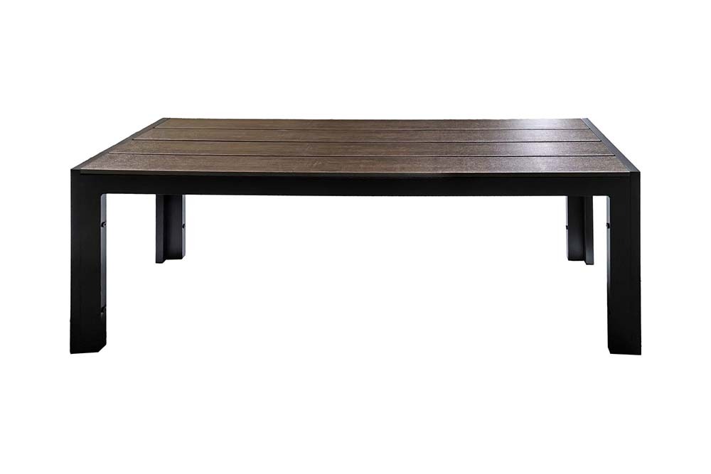 Moderne Gartenbank DESIGNO 130cm dunkelbraun schwarz Aluminium wetterfest Outdoor Sitzbank