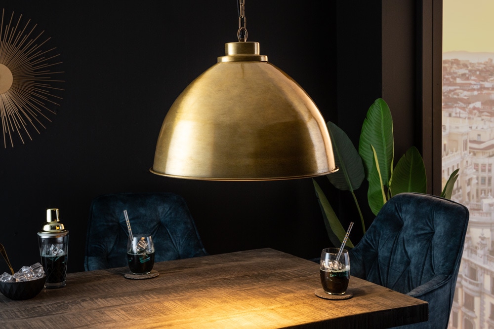 Design Hängelampe INDUSTRIAL 45cm gold Metall rund Pendelleuchte höhenverstellbar
