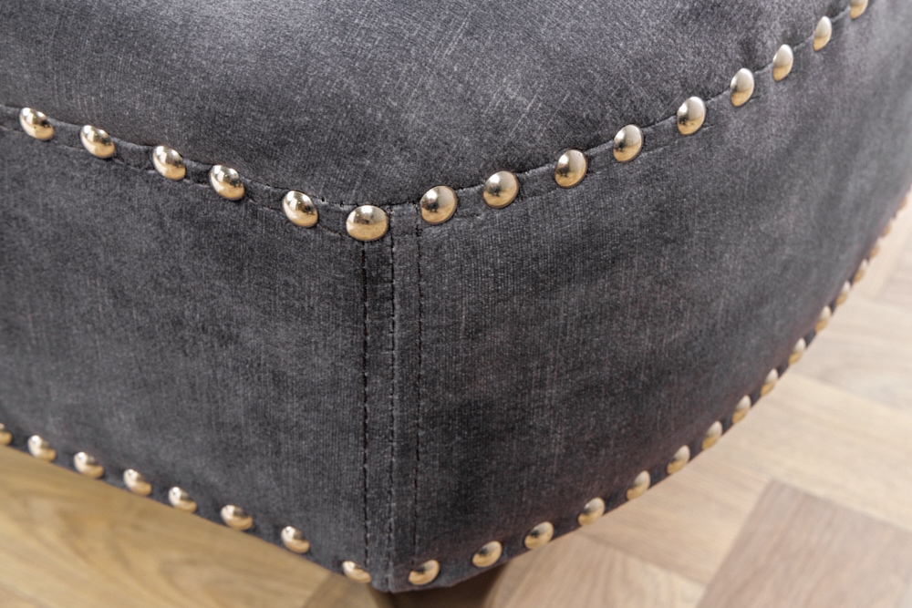 Design Récamière CHESTERFIELD 170cm grau strukturiertes Samt Knopfheftung Nietenbesatz