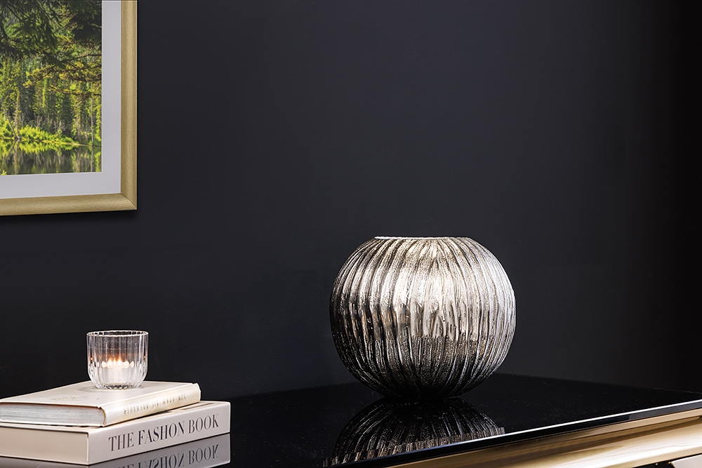 Handgefertigte Deko-Vase ELEGANCE 25cm silber Hammerschlag Design