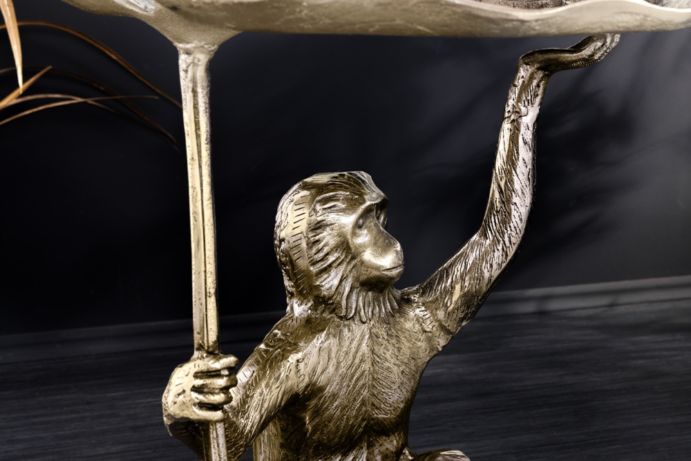 Design Beistelltisch WILDLIFE MONKEY 60cm gold antik Metall handmade