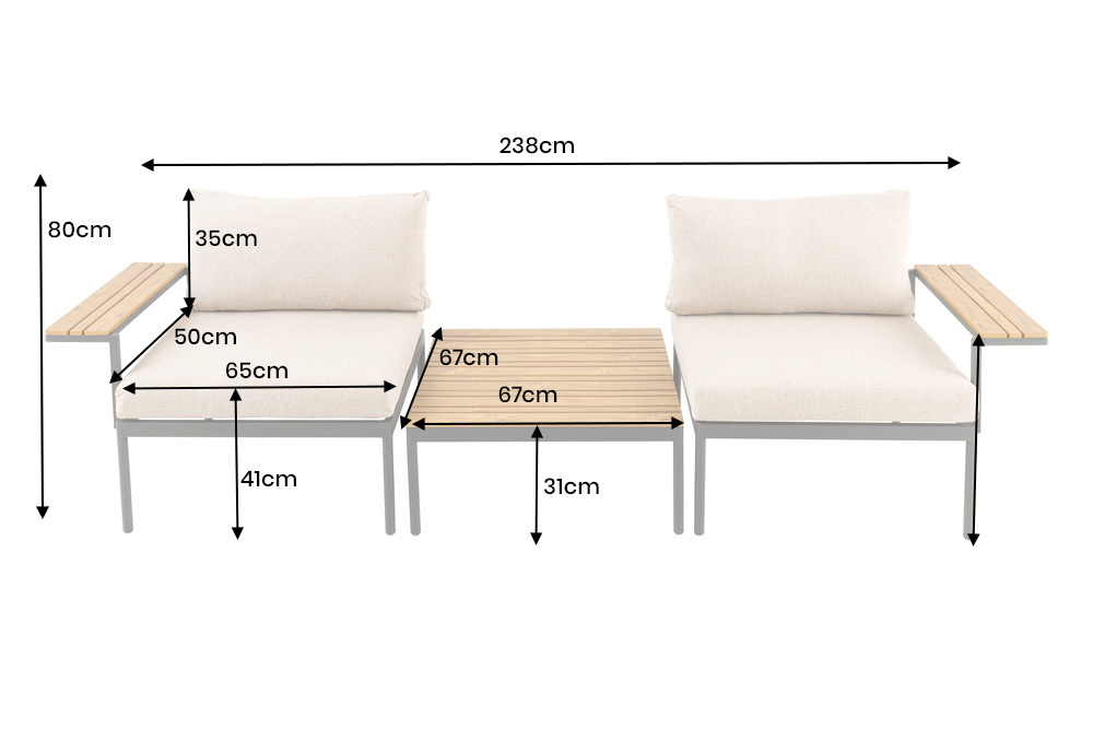 Outdoor Lounge Sitzgruppe MOBILE MODULAR 240cm anthrazit greige inkl. Kissen