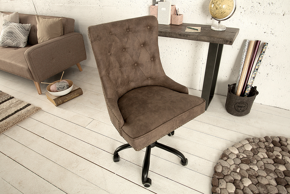 Höhenverstellbarer Bürostuhl VICTORIAN vintage taupe mit Armlehne