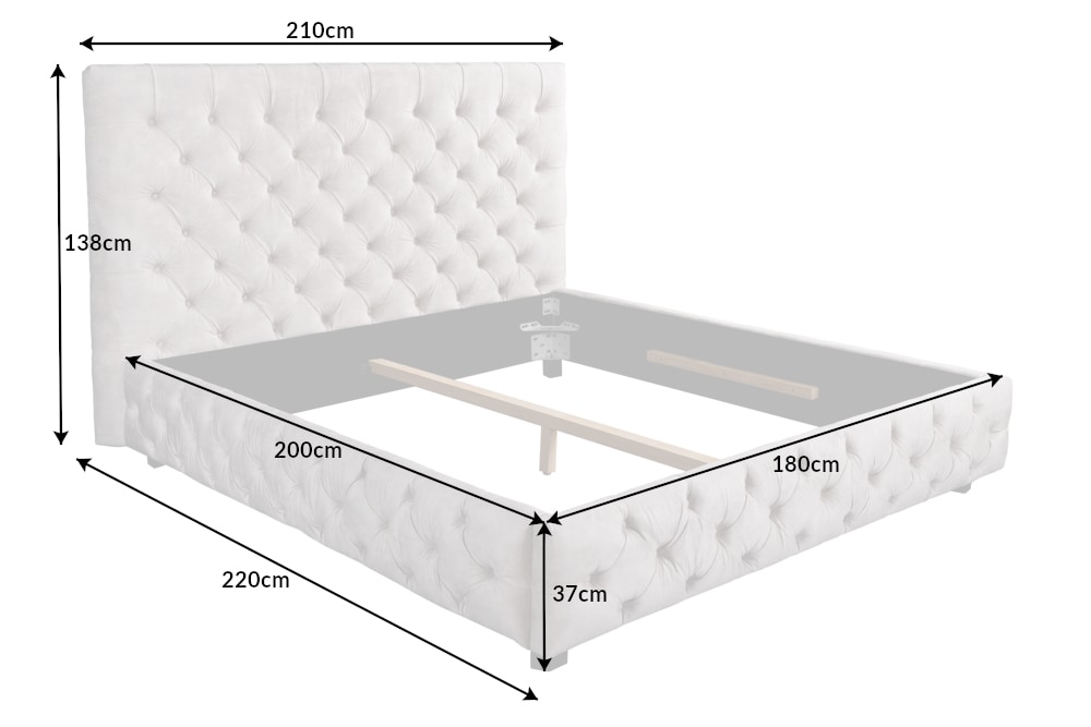 Design Boxbett PARIS 180x200cm beige Leinen Chesterfield Doppelbett