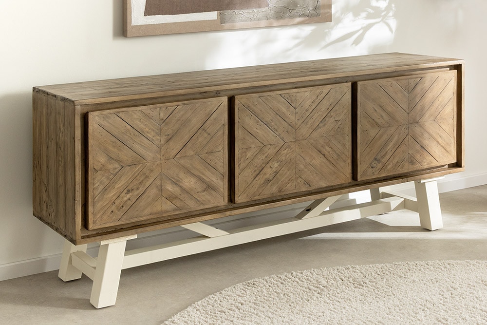 Massives Sideboard HAMPTONS 160cm hellbraun creme Pinienholz