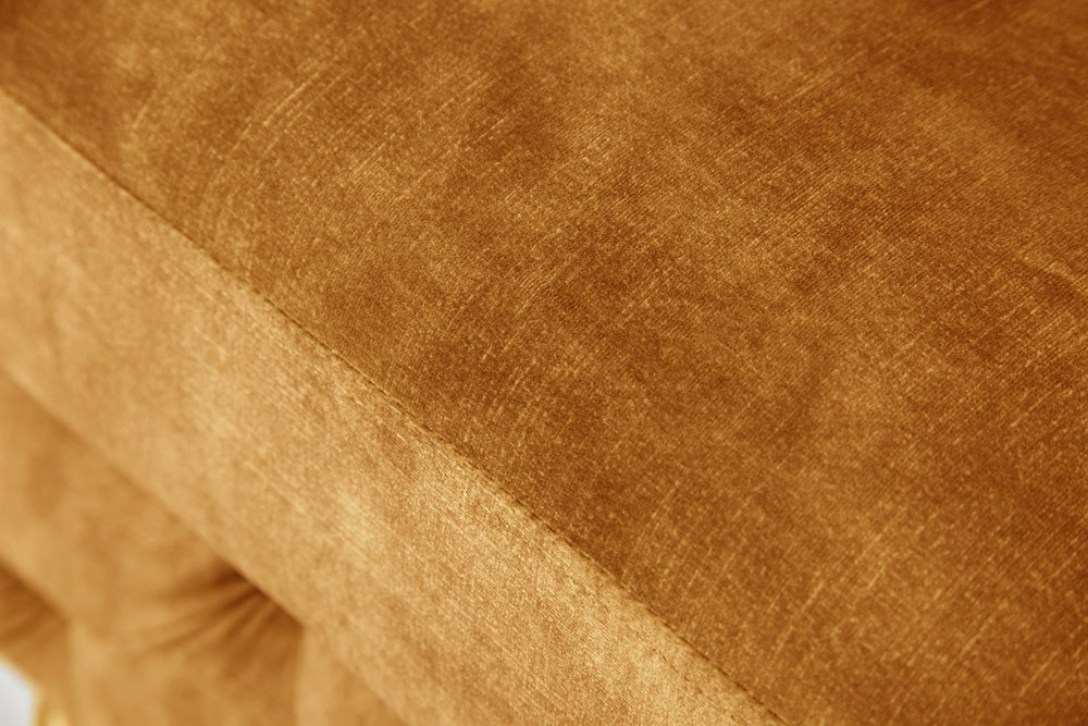 Chesterfield Hocker MODERN BAROCK 90cm senfgelb Samt Sitzhocker Fußhocker