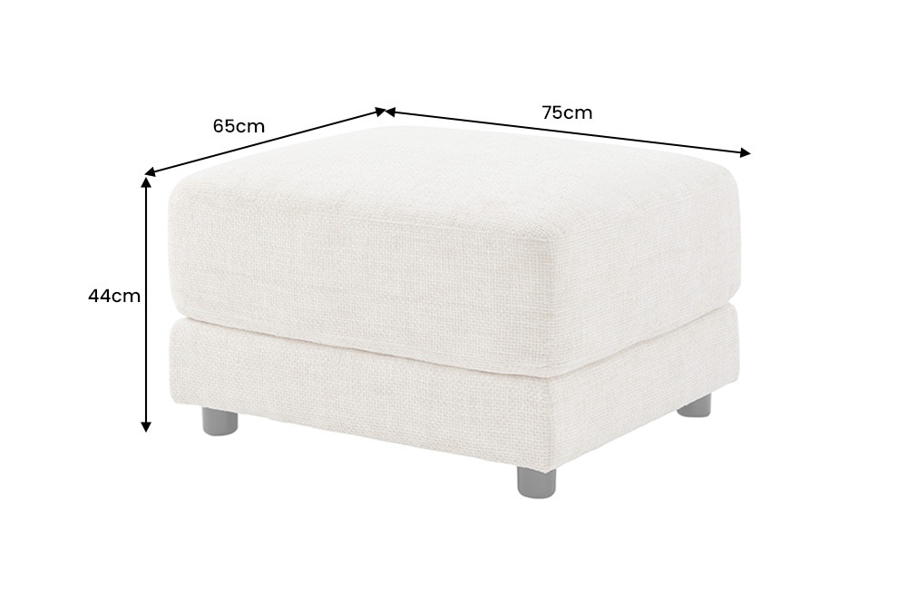 Moderner Hocker LOFT 75cm champagner beige Chenille Nosagfederung Taschenfederkern