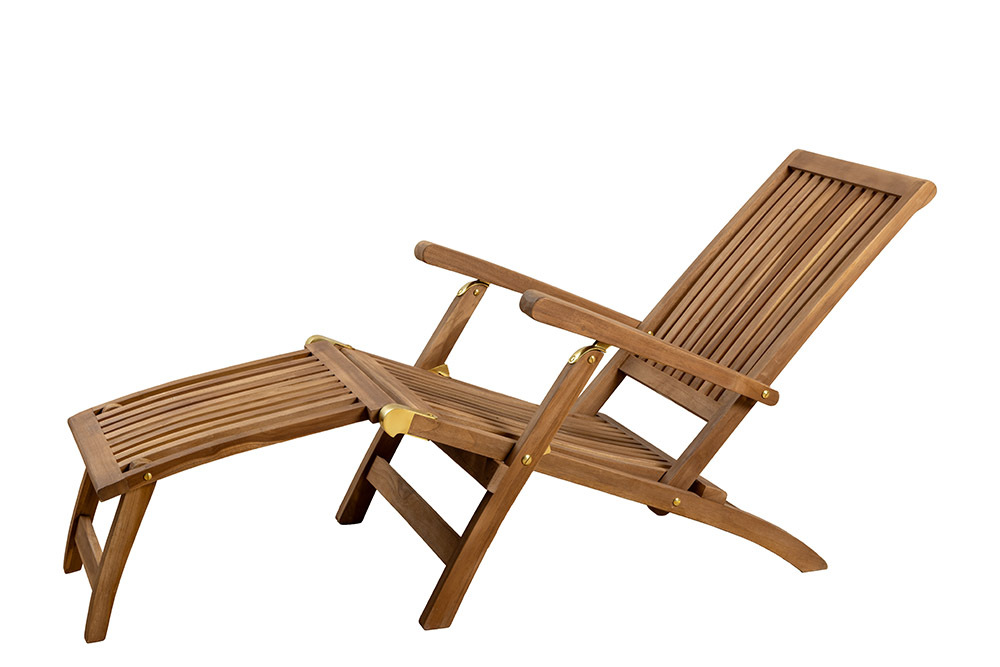 Massive Gartenliege EMPIRE TEAK 175cm natur Teakholz Deckchair verstellbar