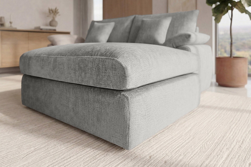 Stilvolles Big Sofa SOHO 260cm grau Chenille 4-Sitzer Couch mit Wellenunterfederung