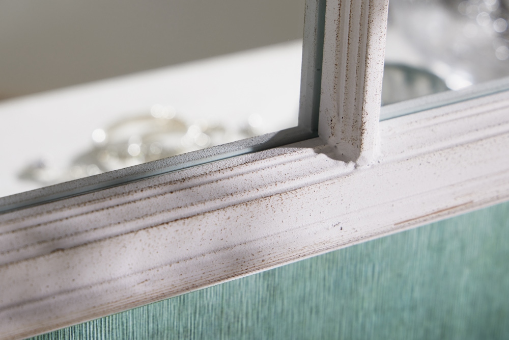 Design Wandspiegel CASTILLO 100cm weiß Landhausstil Fensterspiegel Rundbogen Shabby Chic