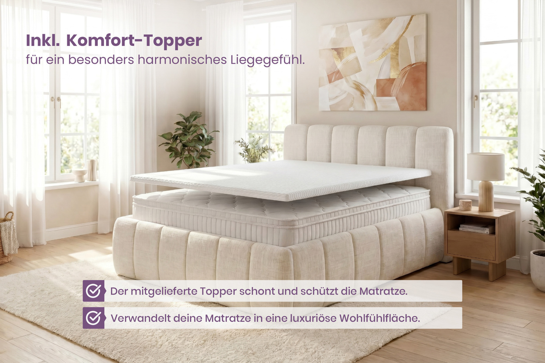 Ergonomische Matratze mit Topper CLOUD FLEX 180x200cm Tonnentaschenfederkern 7-Zonen