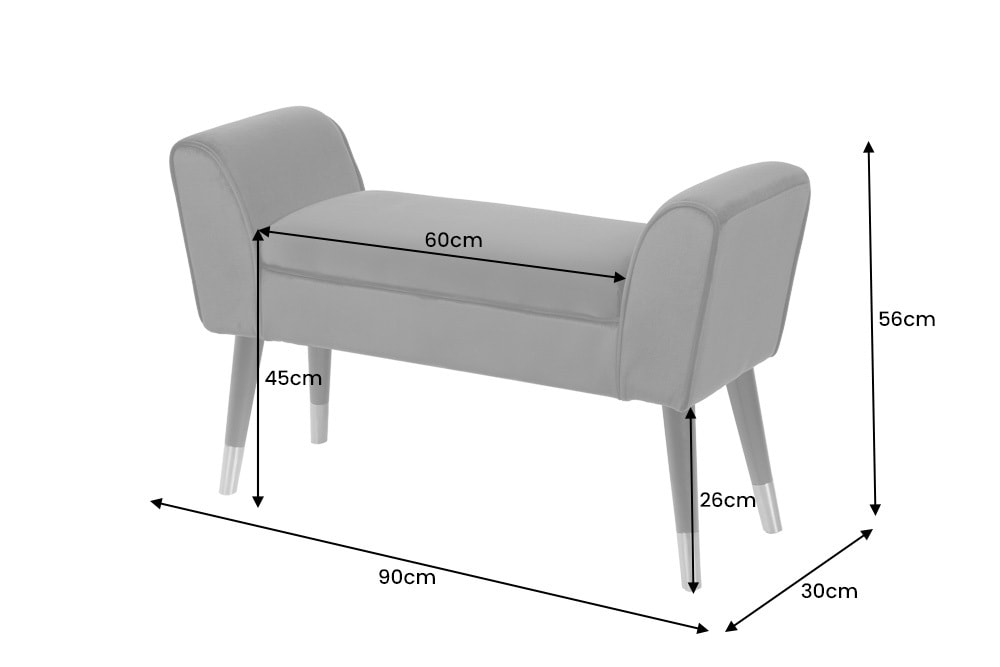 Elegante Sitzbank SCARLETT 90cm beige mit Armlehnen