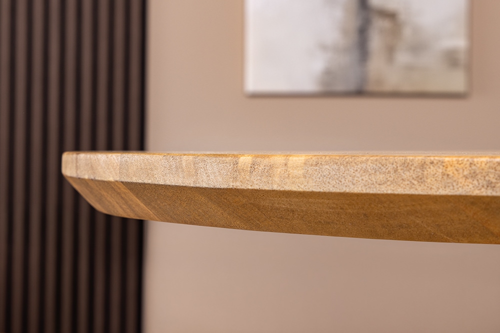 Ovaler Esstisch ART DECO 220cm beige massives Mangoholz cream finish mit Säulenfuß