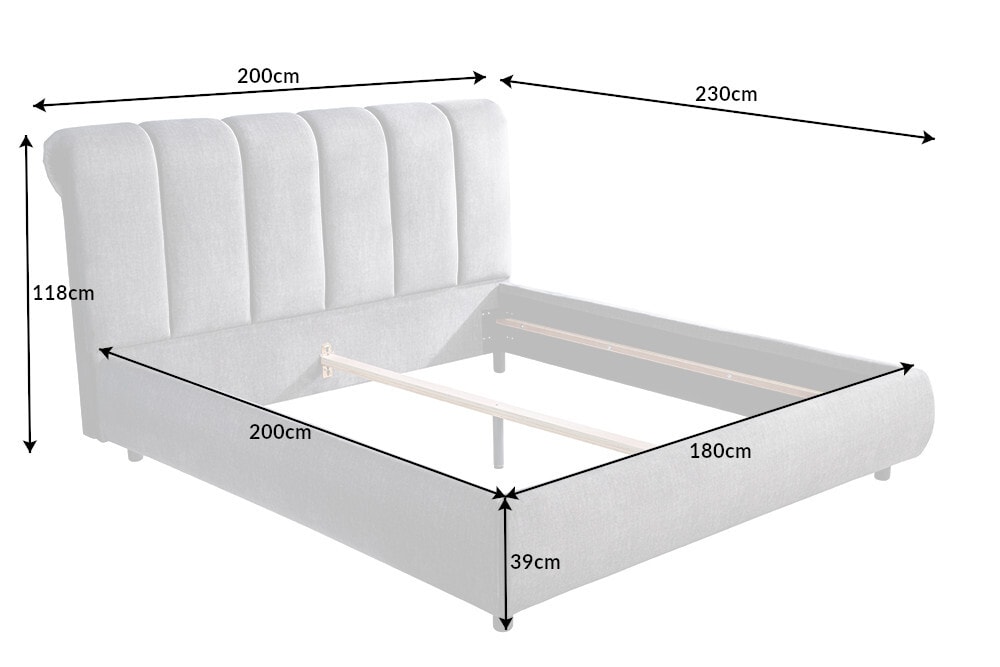 Design Bett MILANO 180x200cm grau Vogue Seiden Samtstoff