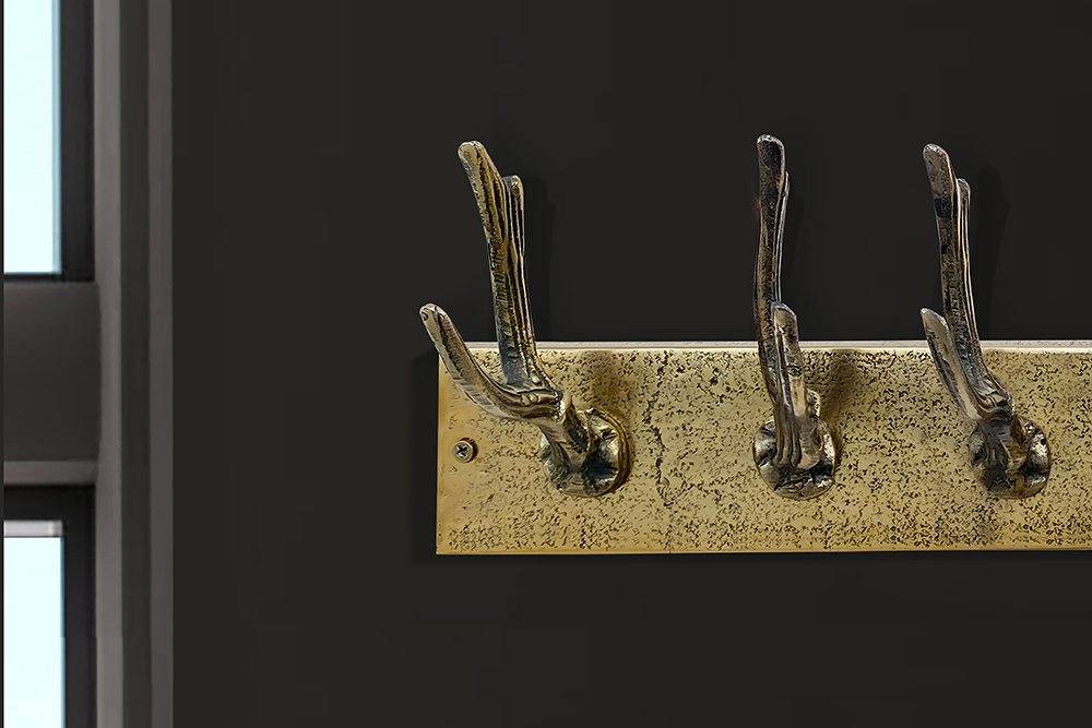 Dekorative Wandgarderobe DEER 50cm messing Metall Hirschgeweih Kleiderhaken