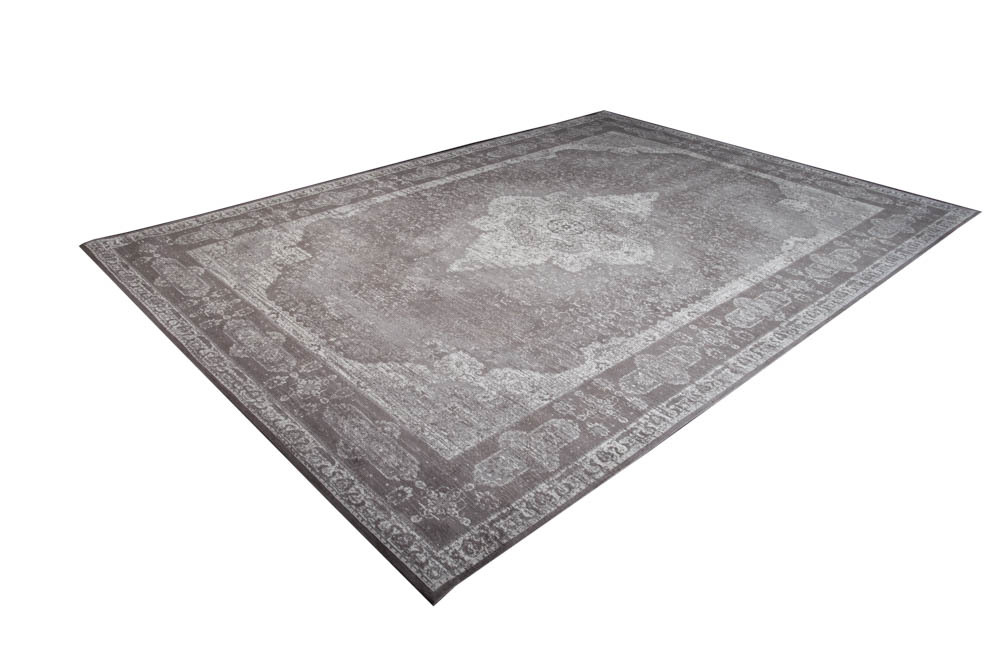 Orientalischer Baumwoll-Teppich PURE UNIQUE XXL 350x240cm antik-hellgrau geometrische Muster