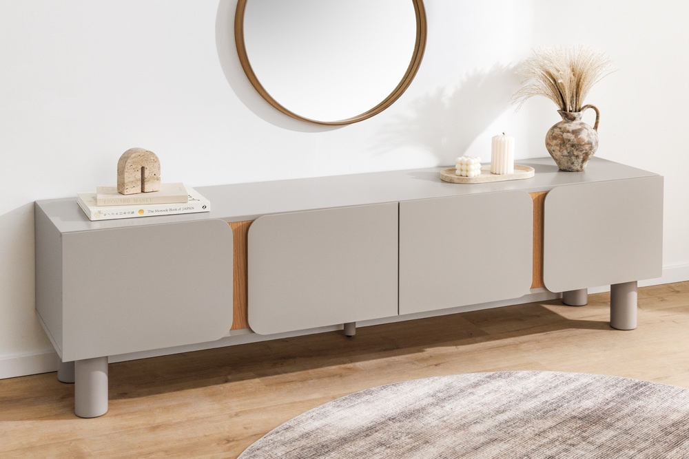 TV-Lowboard COSMO 180cm kaschmir beige Eiche Soft Close Stauraum