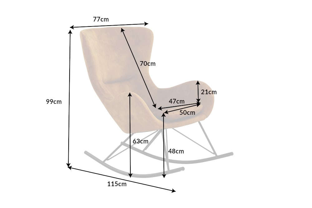 Design Schaukelstuhl SCANDINAVIA SWING senfgelb Samt Sessel