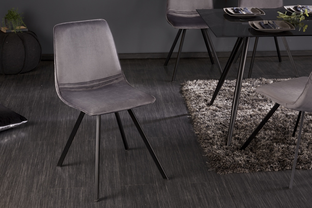 Retro Stuhl AMSTERDAM CHAIR dunkelgrau Samt Designklassiker
