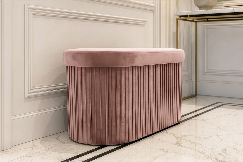 Faltbare Polsterbank ÉLAN 80cm rosa Samt Sitzbank mit Stauraum