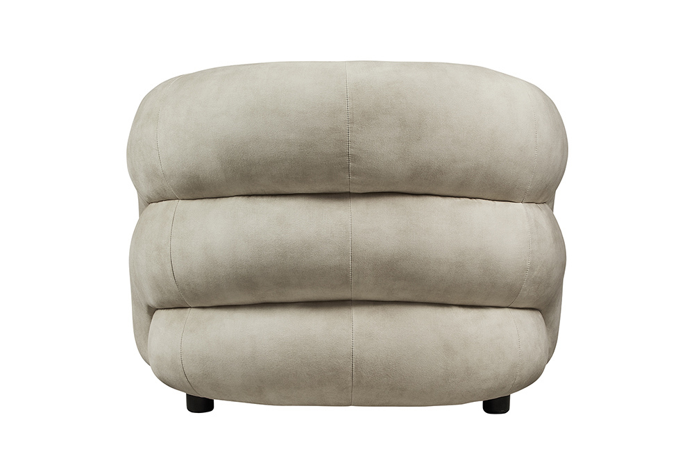 Moderner Design Sessel VOGUE 95cm beige Samt mit Armlehnen und Nosagfederung