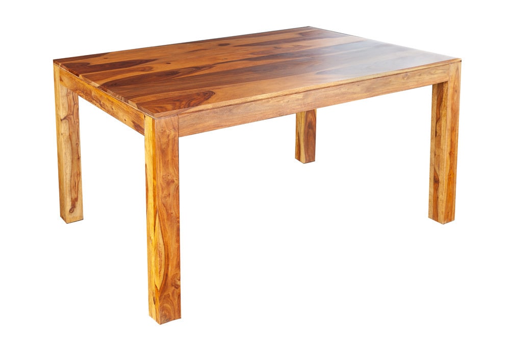 Massivholz Esstisch PURE 135cm braun Sheeshamholz stone finish einzigartige Maserung