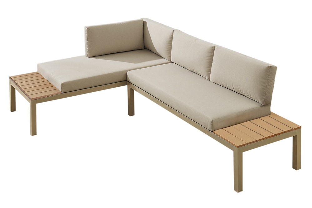 Modulare Garten Sitzgruppe ORLANDO LOUNGE 240cm champagner greige Aluminium wetterfest inkl. Kissen