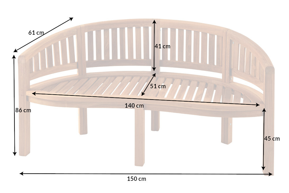 Massive Gartenbank XXL EMPIRE TEAK 150cm natur Teakholz