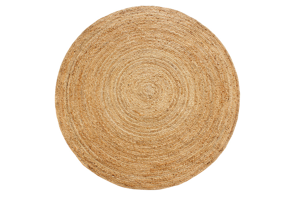 Runder Teppich PURE NATURE 120cm Jute handgewebt Flachgewebe