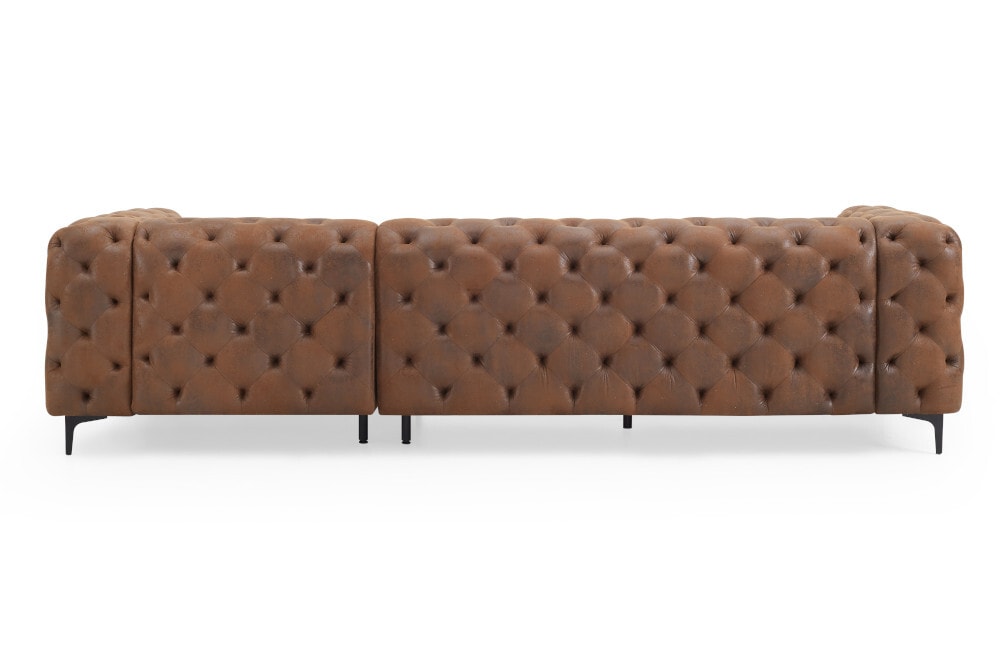 Chesterfield Ecksofa MODERN BAROCK 275cm antik braun Microfaser 3-Sitzer Federkern