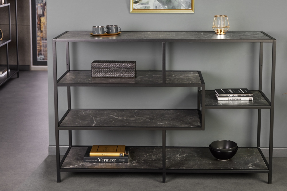 Modernes Bücherregal SLIM LINE 115cm graphit Metallgestell mit fünf Regalböden