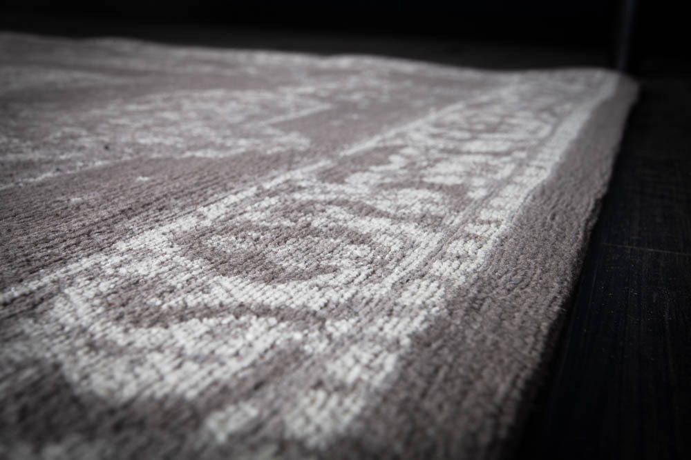 Orientalischer Baumwoll-Teppich PURE UNIQUE XXL 350x240cm antik-hellgrau geometrische Muster