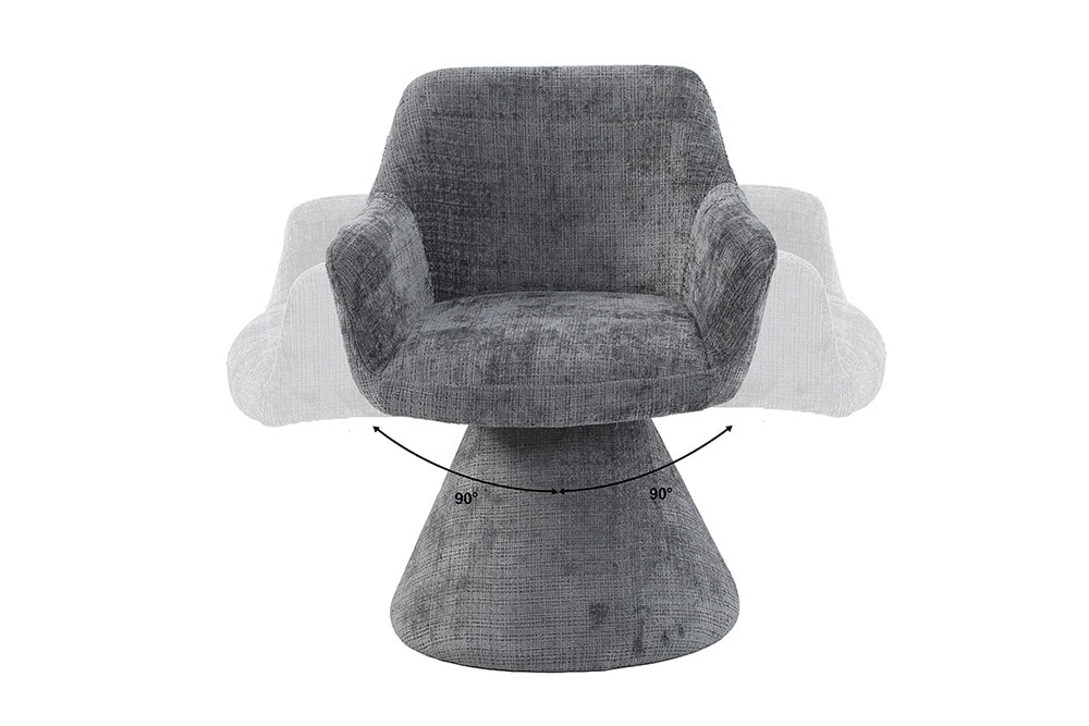 Drehbarer Stuhl AMBIENTO grau Bouclé 180° mit Auto-Return Polsterstuhl