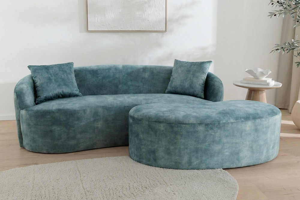 Extravagantes Sofa ELEMENTAL 180cm petrol Samt 2-Sitzer Couch mit Federkern