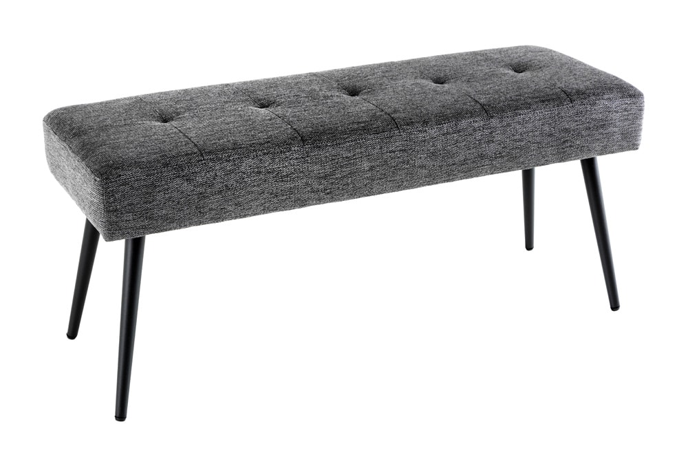 Design Sitzbank BOUTIQUE 100cm grau Strukturstoff Metallbeine schwarz