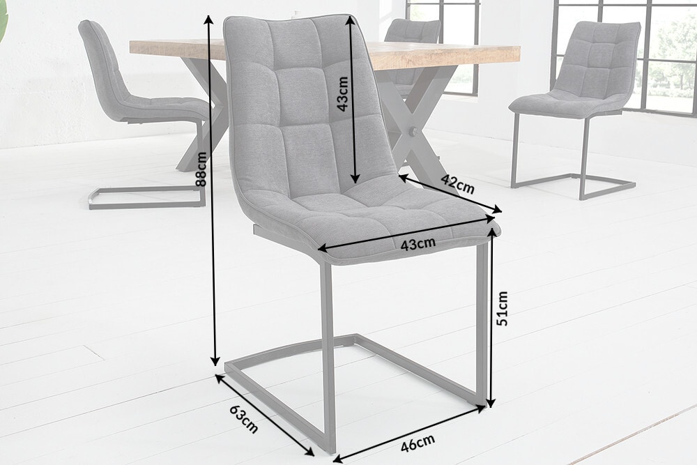 Design Freischwinger Stuhl MIAMI dunkelgrau Metallgestell matt schwarz