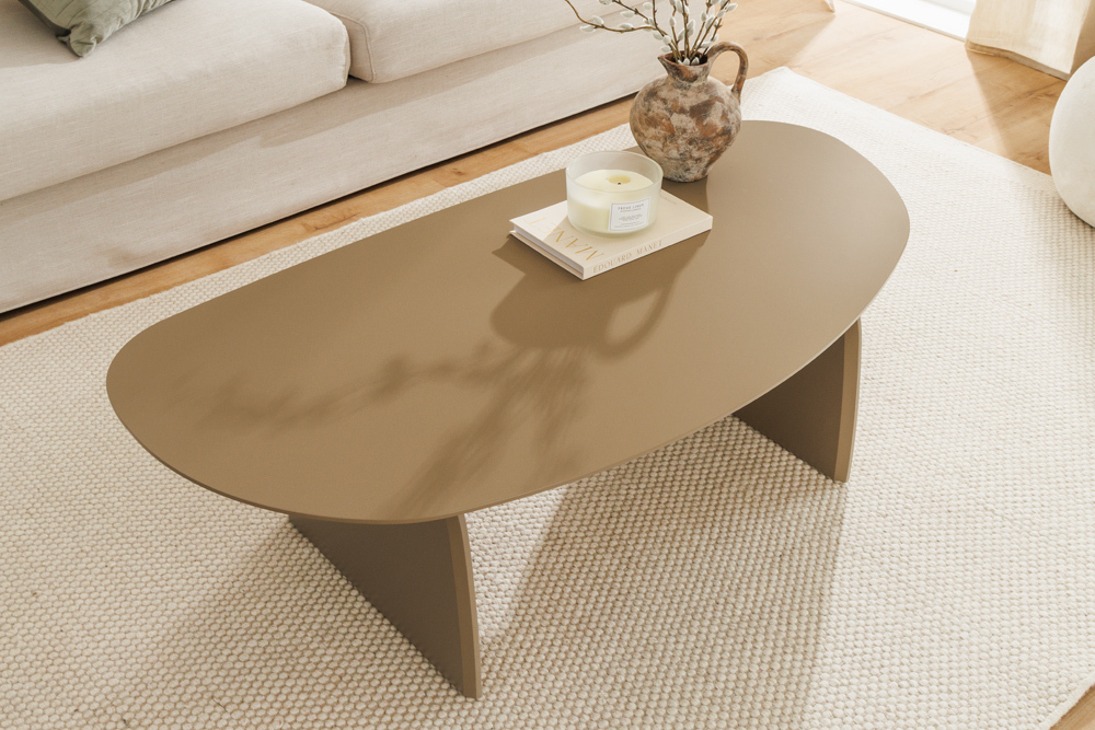 Design Couchtisch ORBIT 120cm greige organische Form